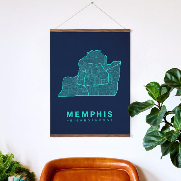 Memphis Neighborhood Map Poster, Memphis City Map Art Print