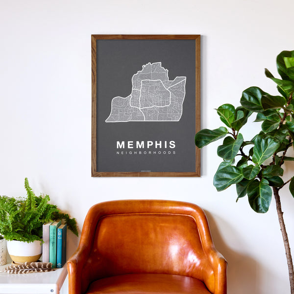 Memphis Neighborhood Map Poster, Memphis City Map Art Print