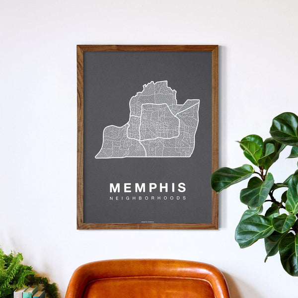 Memphis Neighborhood Map Poster, Memphis City Map Art Print