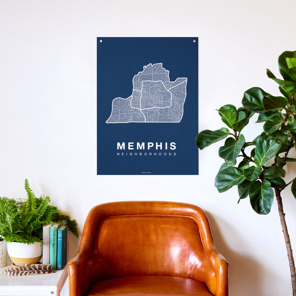 Memphis Neighborhood Map Poster, Memphis City Map Art Print