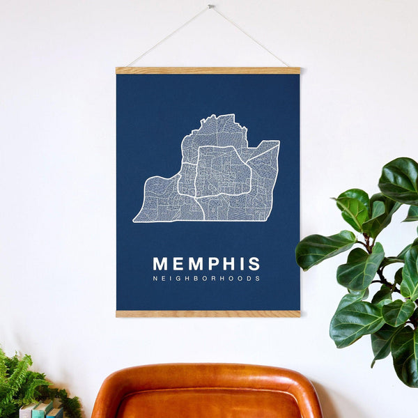 Memphis Neighborhood Map Poster, Memphis City Map Art Print