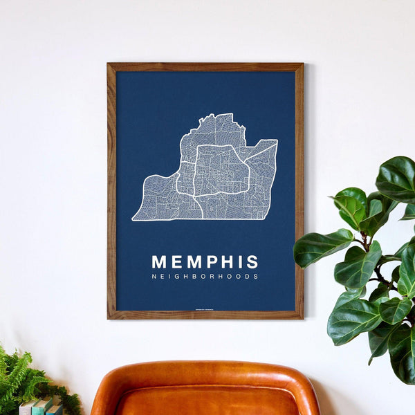 Memphis Neighborhood Map Poster, Memphis City Map Art Print