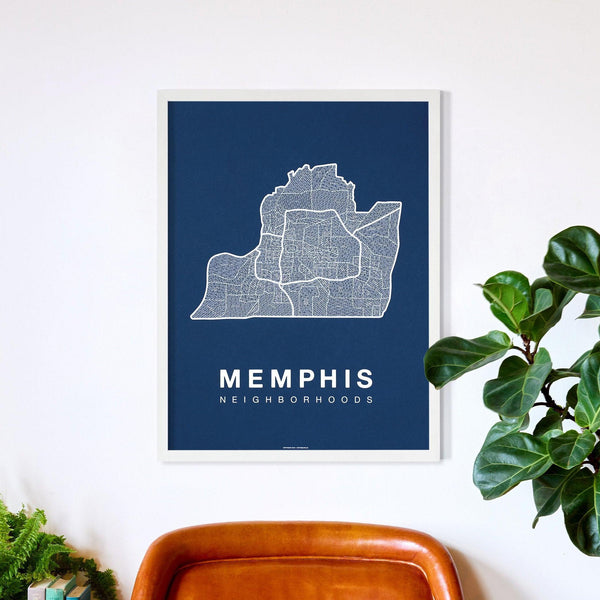 Memphis Neighborhood Map Poster, Memphis City Map Art Print