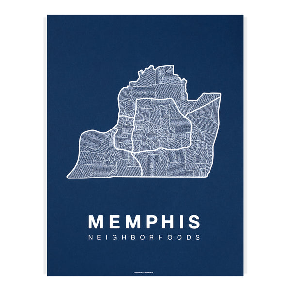 Memphis Neighborhood Map Poster, Memphis City Map Art Print
