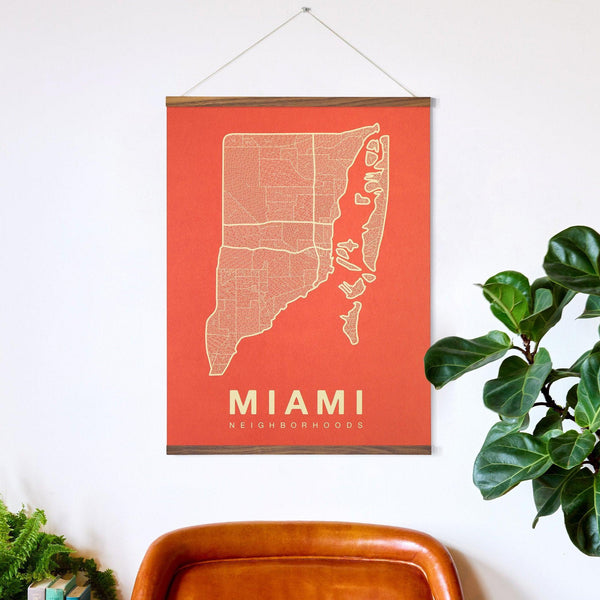 Miami Neighborhood Map Poster, Miami City Map Art Print