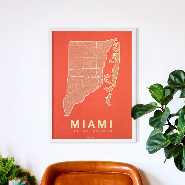 Miami Neighborhood Map Poster, Miami City Map Art Print