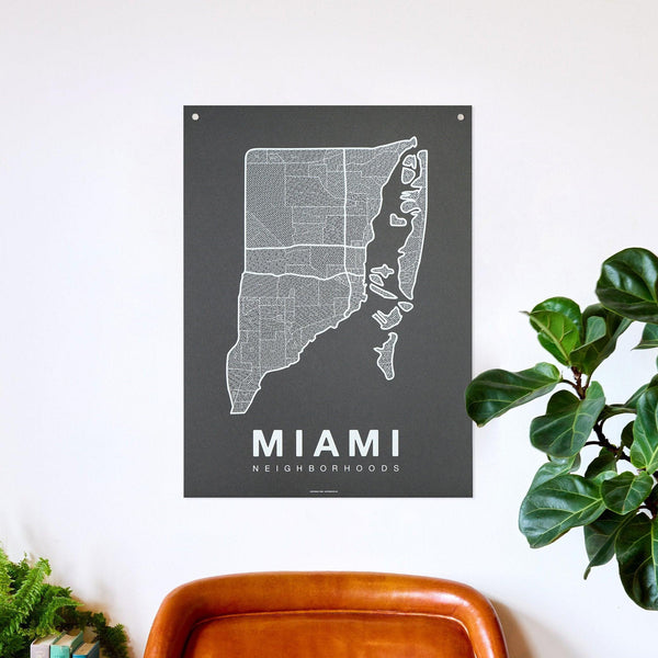 Miami Neighborhood Map Poster, Miami City Map Art Print