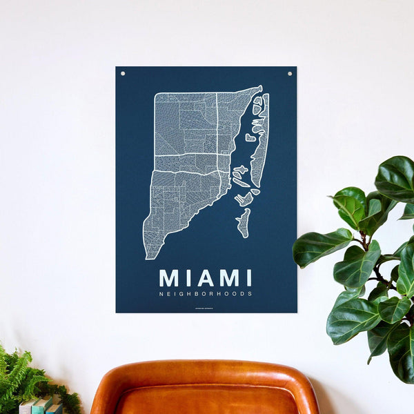 Miami Neighborhood Map Poster, Miami City Map Art Print