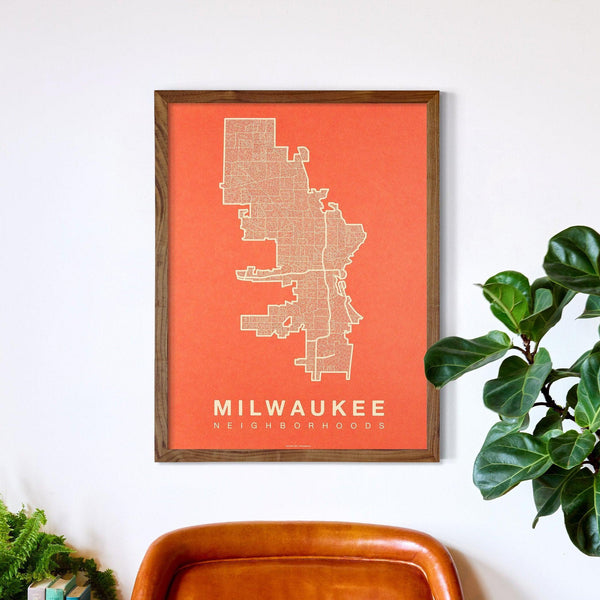 Milwaukee Neighborhood Map Poster, Milwaukee City Map Art Print
