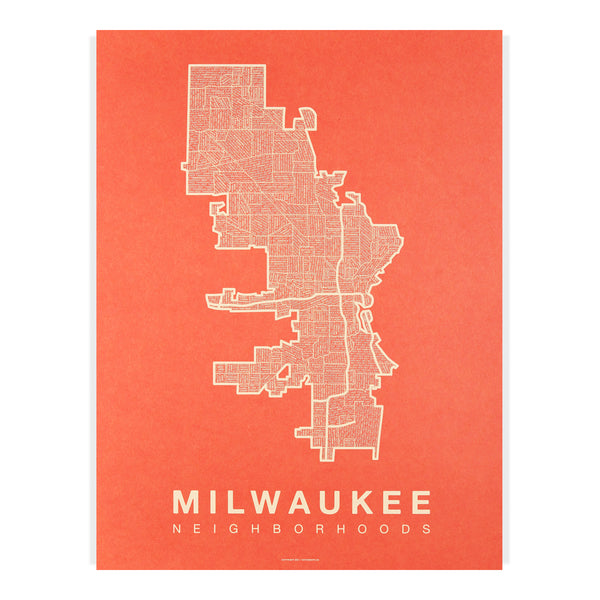 Milwaukee Neighborhood Map Poster, Milwaukee City Map Art Print