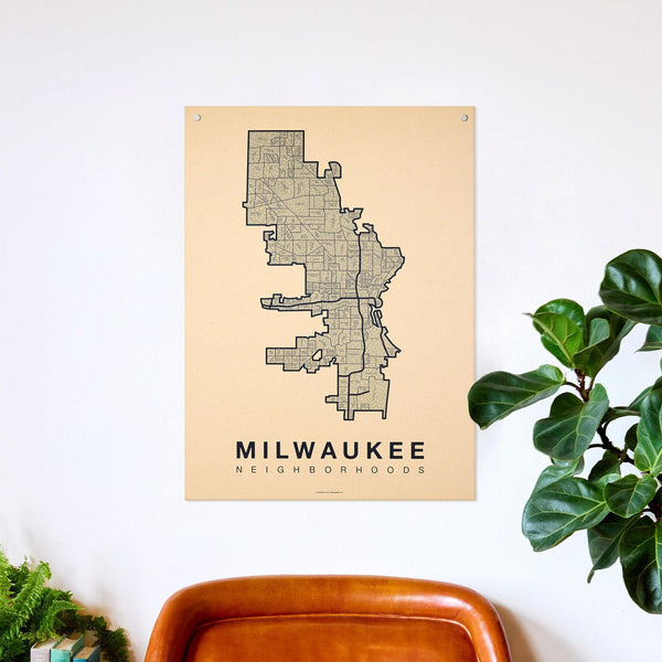 Milwaukee Neighborhood Map Poster, Milwaukee City Map Art Print