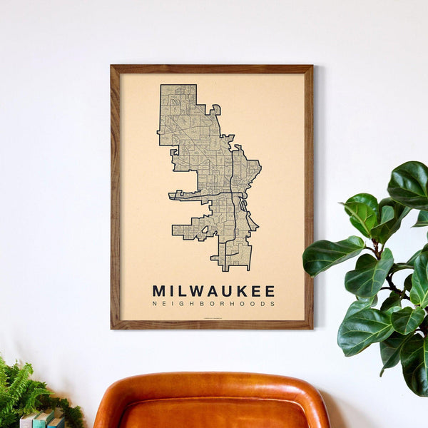 Milwaukee Neighborhood Map Poster, Milwaukee City Map Art Print