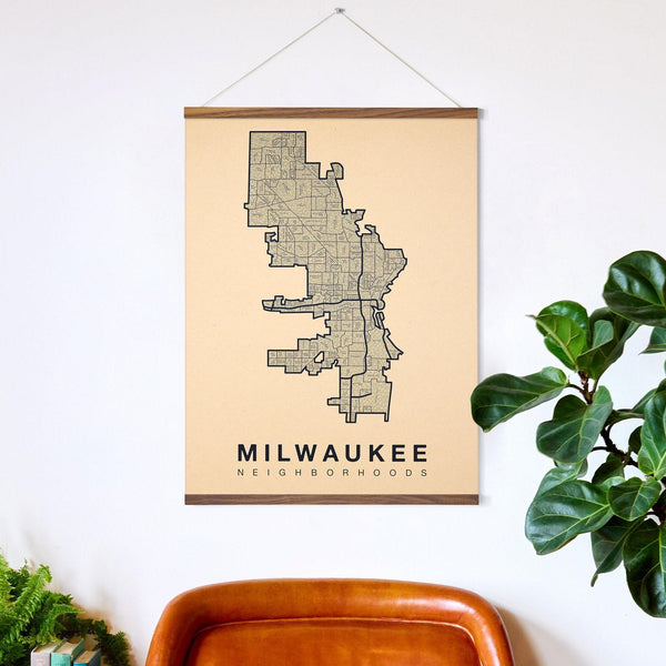 Milwaukee Neighborhood Map Poster, Milwaukee City Map Art Print