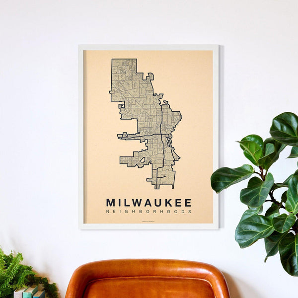 Milwaukee Neighborhood Map Poster, Milwaukee City Map Art Print