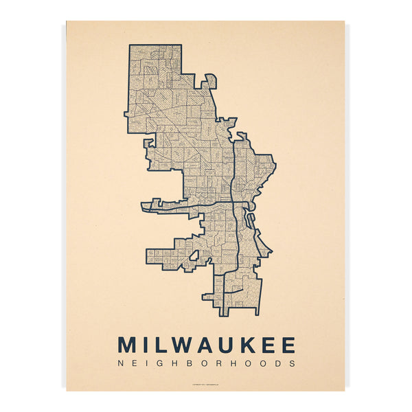 Milwaukee Neighborhood Map Poster, Milwaukee City Map Art Print