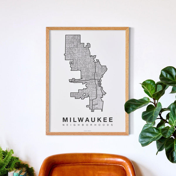 Milwaukee Neighborhood Map Poster, Milwaukee City Map Art Print