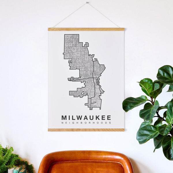 Milwaukee Neighborhood Map Poster, Milwaukee City Map Art Print