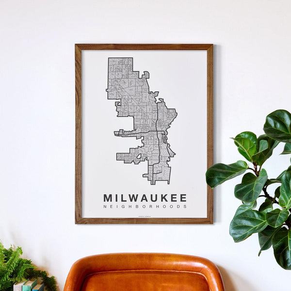 Milwaukee Neighborhood Map Poster, Milwaukee City Map Art Print