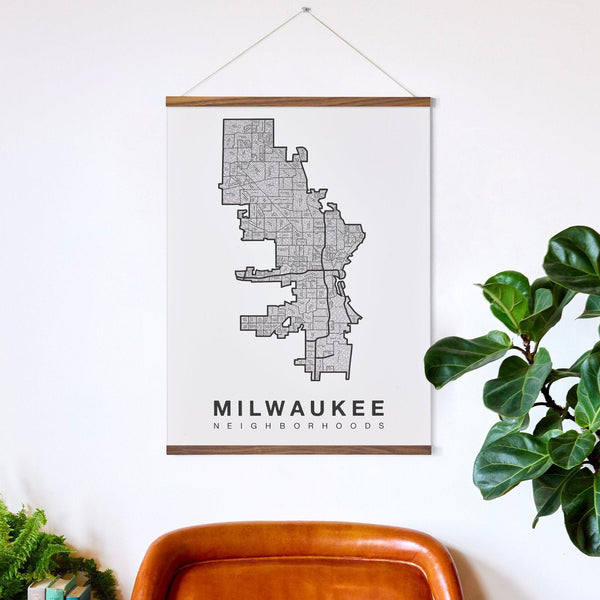 Milwaukee Neighborhood Map Poster, Milwaukee City Map Art Print