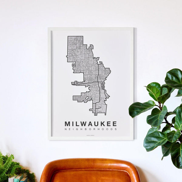 Milwaukee Neighborhood Map Poster, Milwaukee City Map Art Print