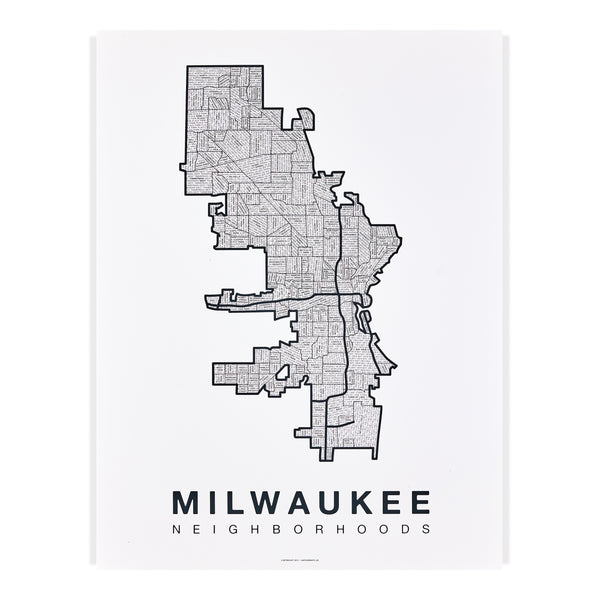 Milwaukee Neighborhood Map Poster, Milwaukee City Map Art Print