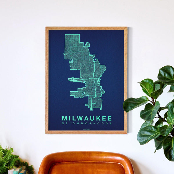 Milwaukee Neighborhood Map Poster, Milwaukee City Map Art Print