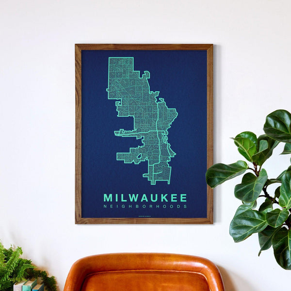 Milwaukee Neighborhood Map Poster, Milwaukee City Map Art Print