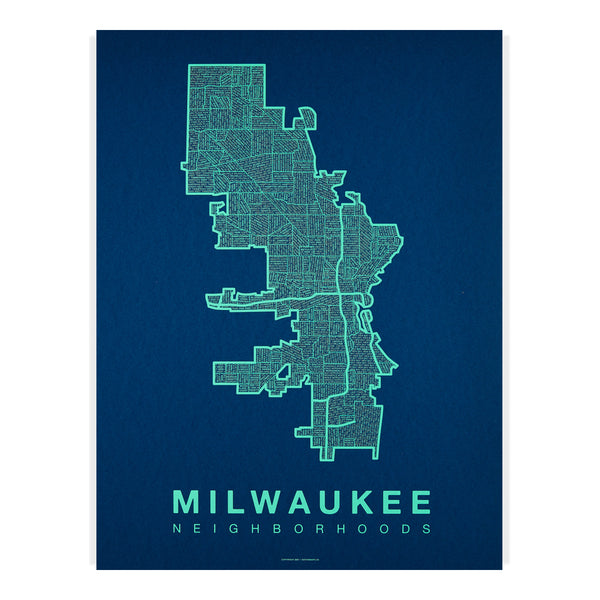 Milwaukee Neighborhood Map Poster, Milwaukee City Map Art Print