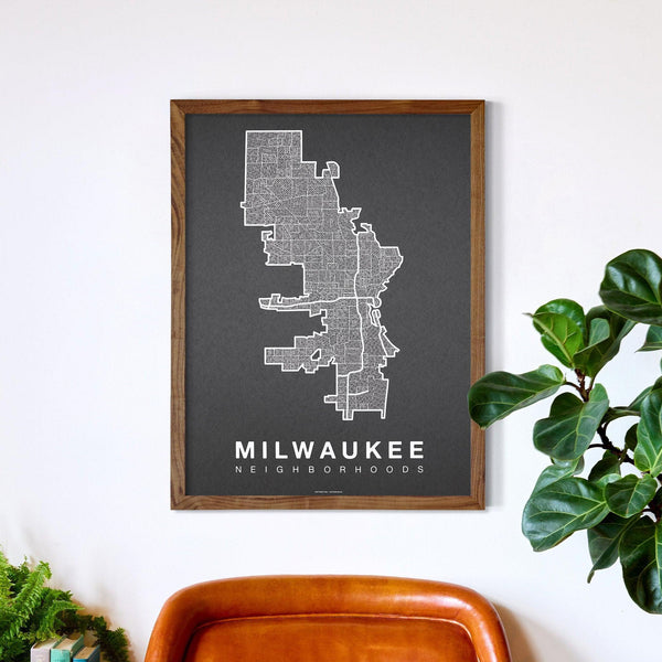 Milwaukee Neighborhood Map Poster, Milwaukee City Map Art Print
