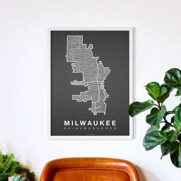 Milwaukee Neighborhood Map Poster, Milwaukee City Map Art Print