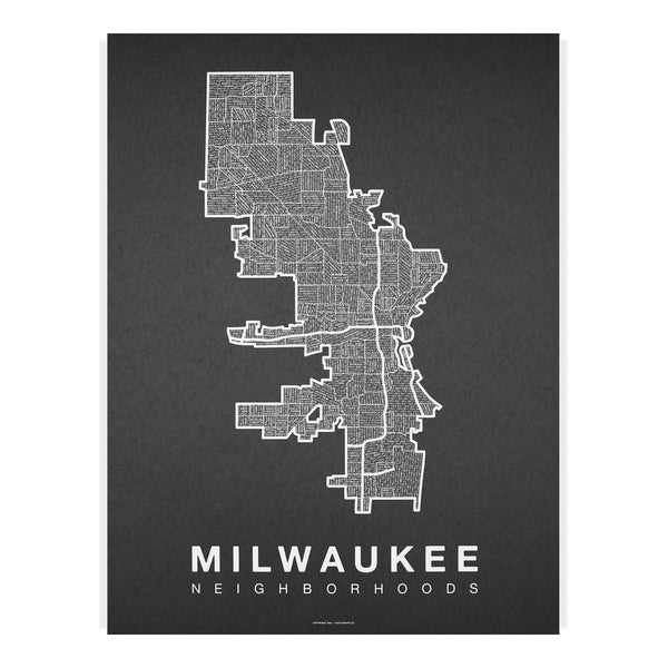Milwaukee Neighborhood Map Poster, Milwaukee City Map Art Print