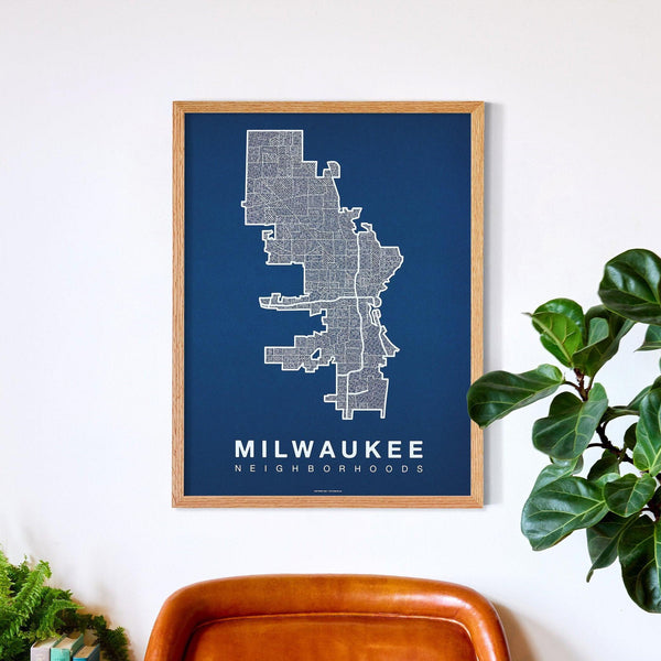 Milwaukee Neighborhood Map Poster, Milwaukee City Map Art Print