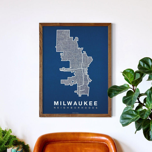 Milwaukee Neighborhood Map Poster, Milwaukee City Map Art Print