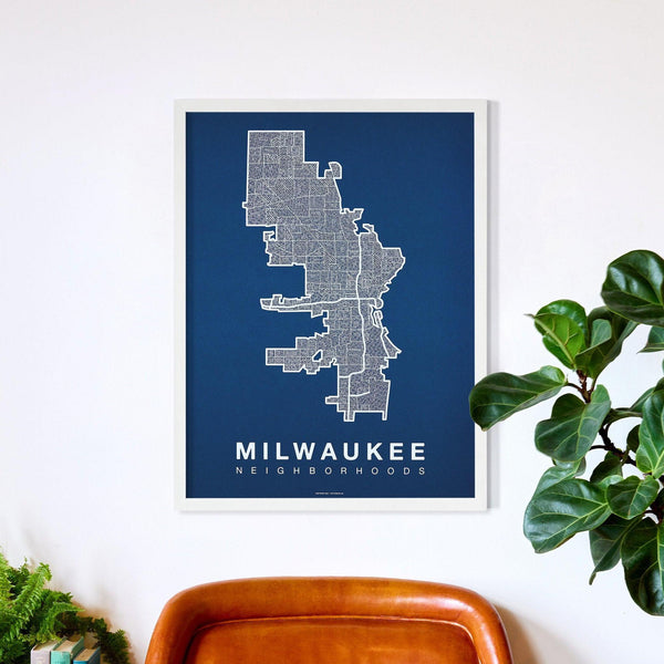Milwaukee Neighborhood Map Poster, Milwaukee City Map Art Print