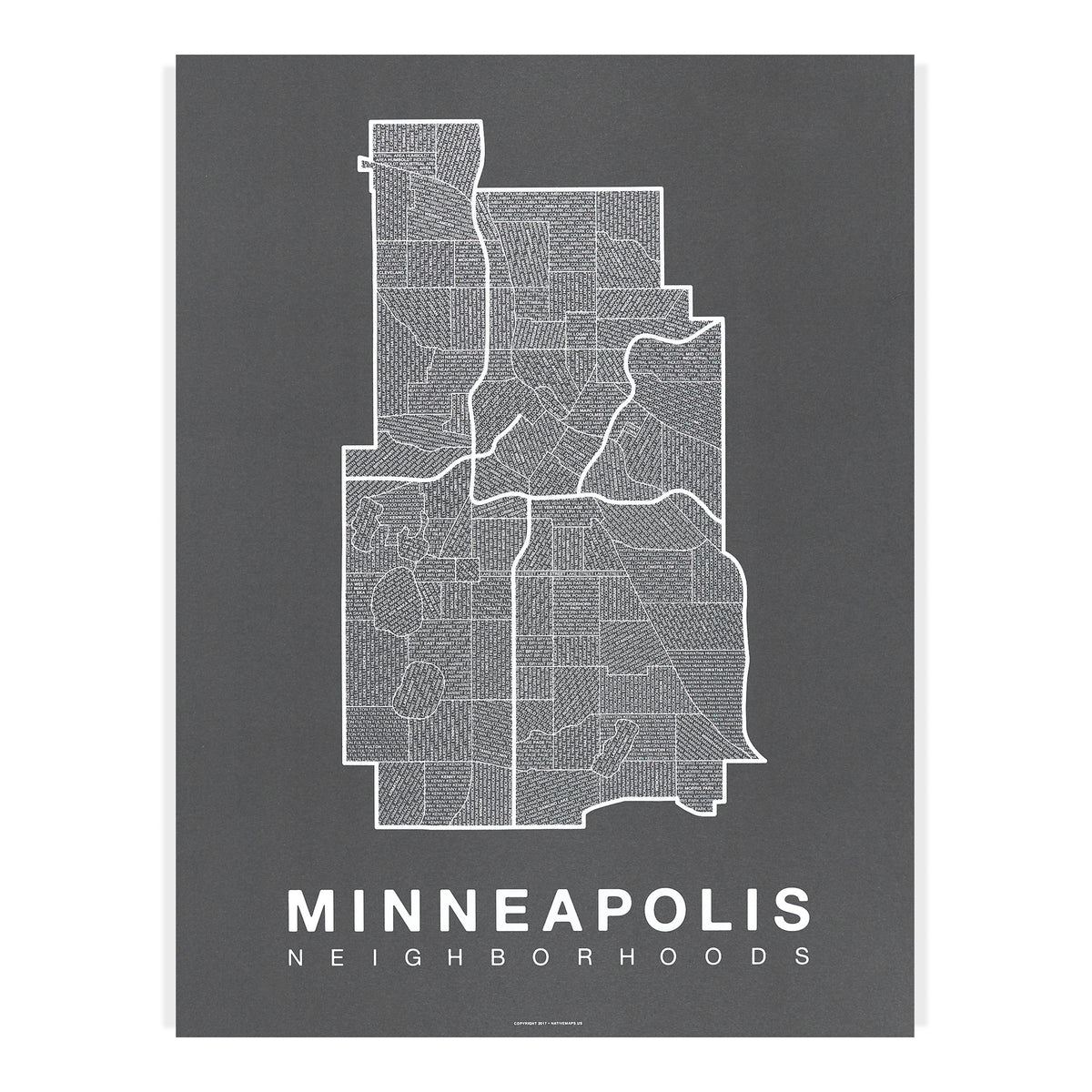 Minneapolis Neighborhood Map | Minneapolis Map Art Print