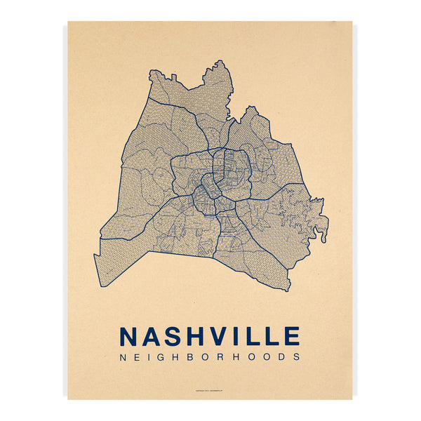 Nashville Neighborhood Map Poster, Nashville City Map Art Print