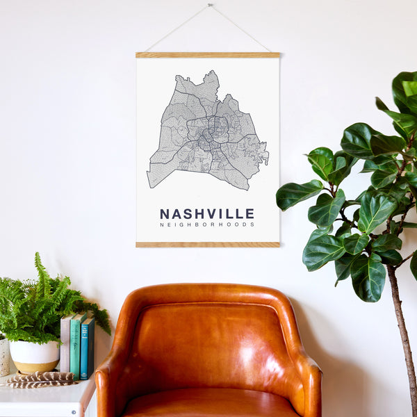 Nashville Neighborhood Map Poster, Nashville City Map Art Print