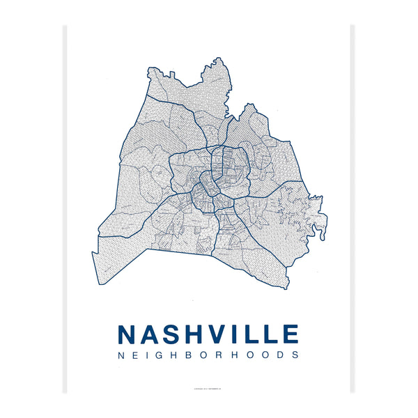Nashville Neighborhood Map Poster, Nashville City Map Art Print