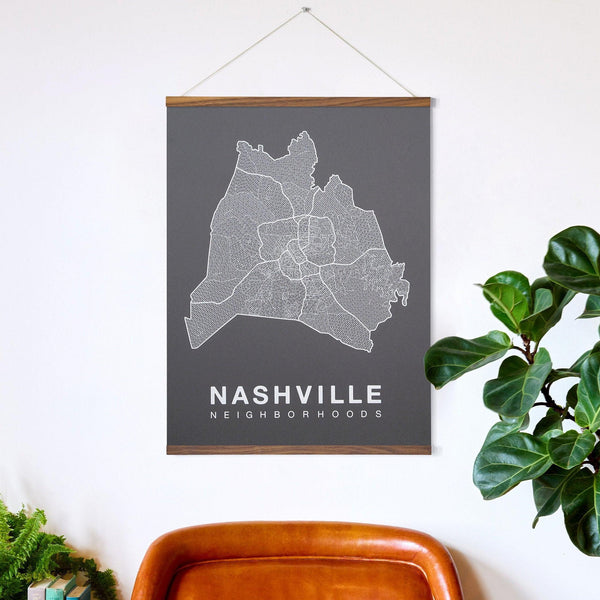 Nashville Neighborhood Map Poster, Nashville City Map Art Print