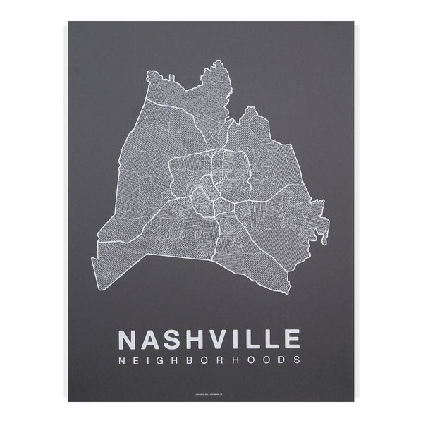 Nashville Neighborhood Map Poster, Nashville City Map Art Print