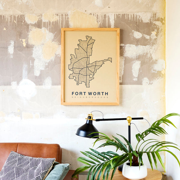 Fort Worth Neighborhood Map Poster, Fort Worth City Map Art Print