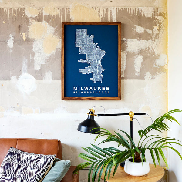 Milwaukee Neighborhood Map Poster, Milwaukee City Map Art Print