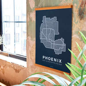 Phoenix Neighborhood Map Poster, Phoenix City Map Art Print