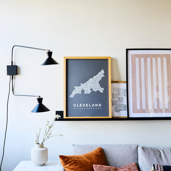 Cleveland Neighborhood Map Poster, Cleveland City Map Art Print