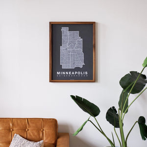 Minneapolis Neighborhood Map Poster, Minneapolis City Map Art Print