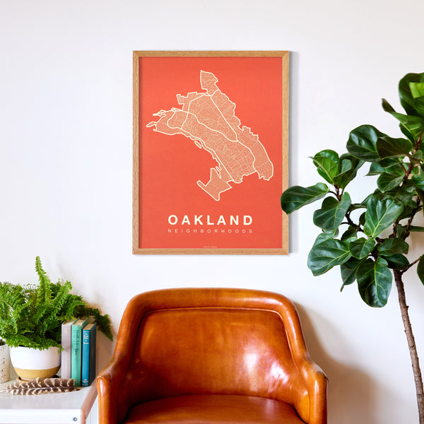 Oakland Neighborhood Map Poster, Oakland City Map Art Print