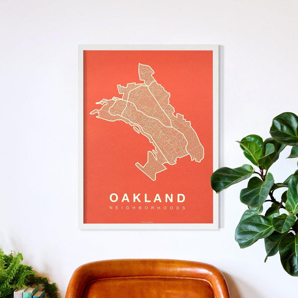 Oakland Neighborhood Map Poster, Oakland City Map Art Print
