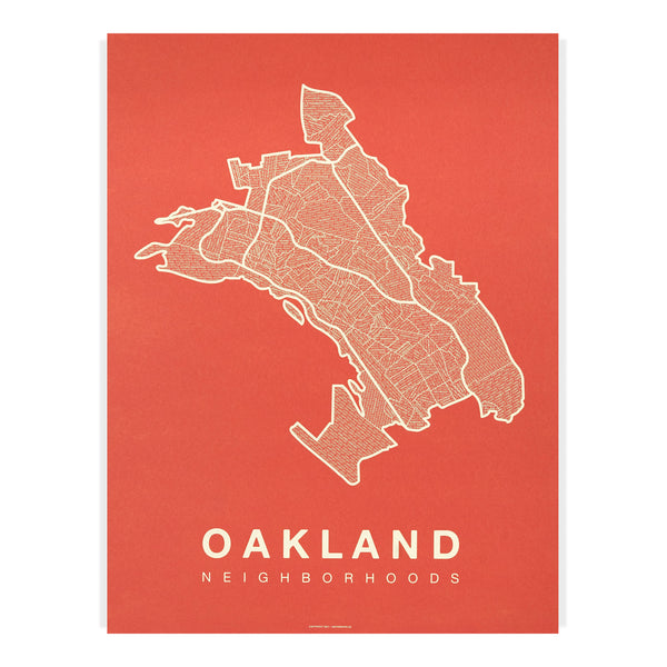 Oakland Neighborhood Map Poster, Oakland City Map Art Print