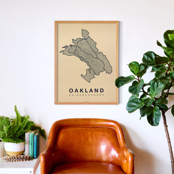 Oakland Neighborhood Map Poster, Oakland City Map Art Print