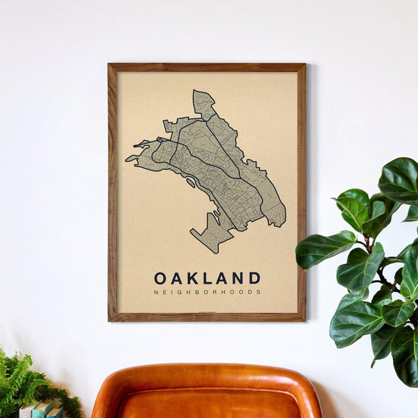 Oakland Neighborhood Map Poster, Oakland City Map Art Print